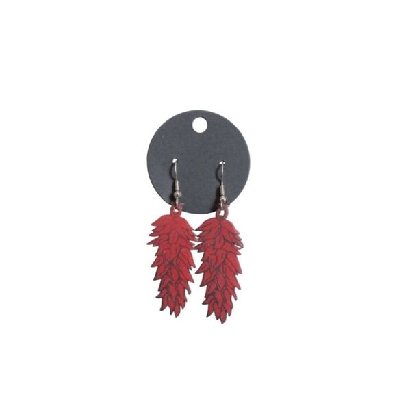 New Mexico Red Chile Ristra Thin Lightweight Plastic Drop Style Fashion Earrings - Picture 1 of 7